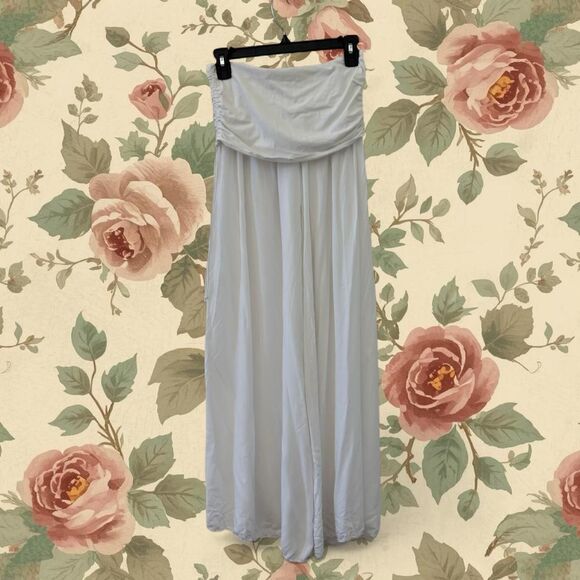 HARD TAIL White Wide Leg Cotton Pants with a Fold Over Large - Picture 1 of 4